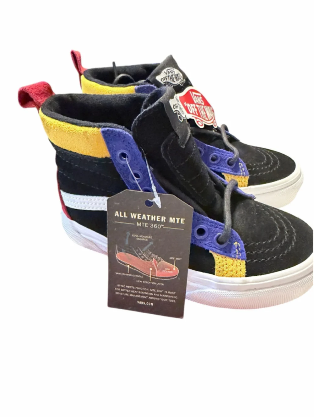 Kids Vans Sk8-Ho Mte High Top Sneakers Black Blue Yellow Red
